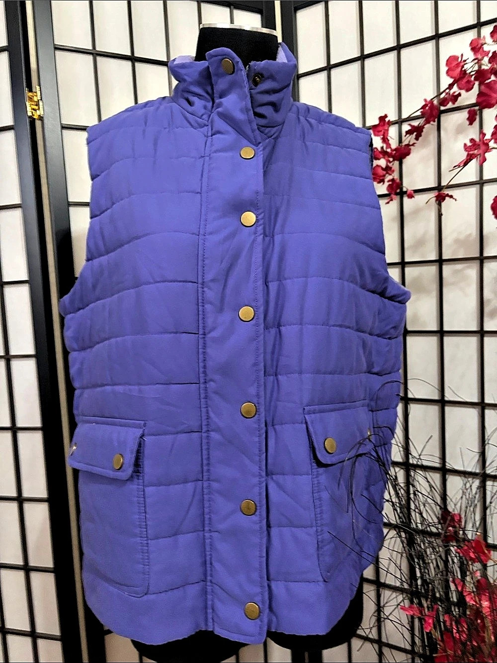 Quilted Puffer Vest in Purple